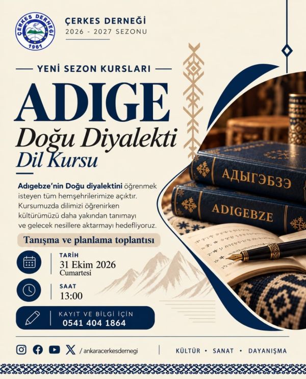 Adıgebze Doğu Diyalekti Dil Kursu Başlıyor